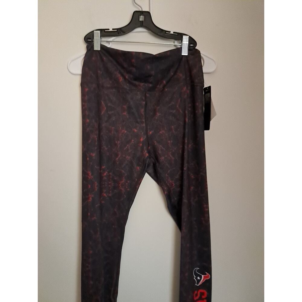 Nfl Team Apparel Womens Black And Red Leggings Size XL Texans On The Leg